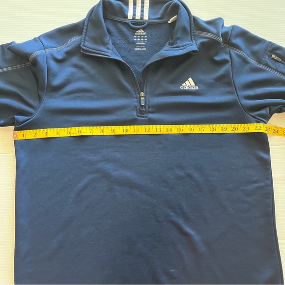ADIDAS 1/4 Zip Warm Up Jacket Blue 3 White Stripe Size Large - Picture 10 of 12